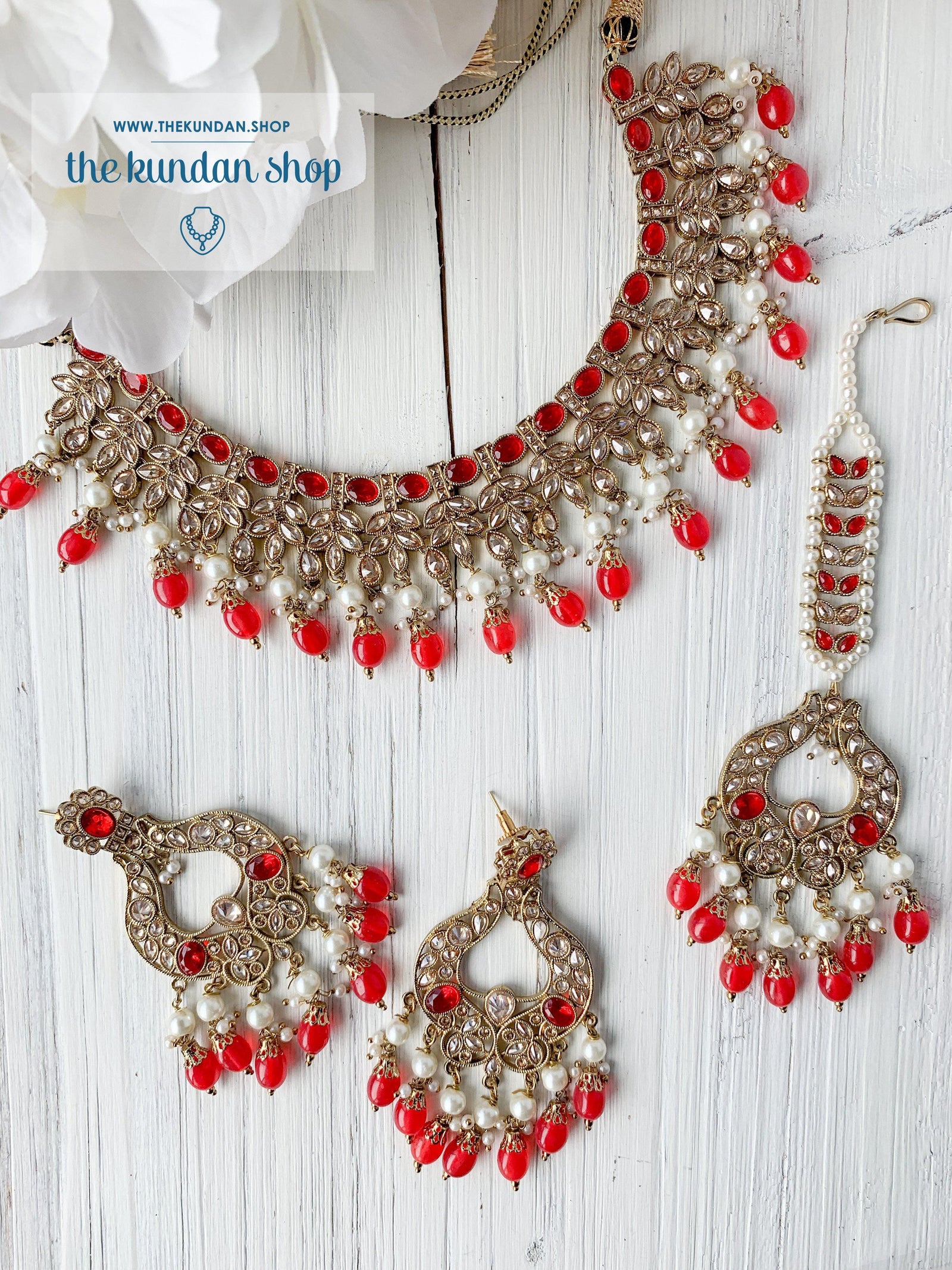 Runaway in Red Necklace Sets THE KUNDAN SHOP 