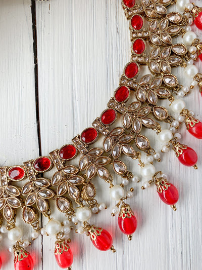Runaway in Red Necklace Sets THE KUNDAN SHOP 