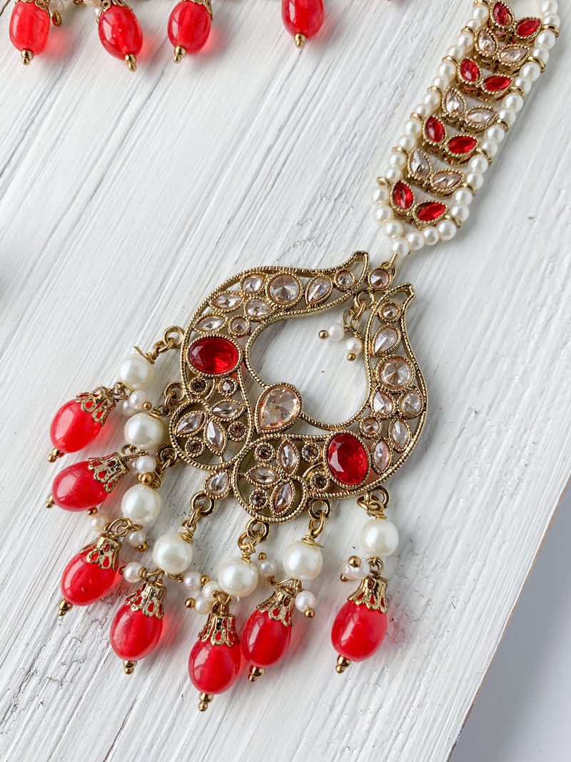 Runaway in Red Necklace Sets THE KUNDAN SHOP 