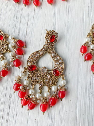 Runaway in Red Necklace Sets THE KUNDAN SHOP 