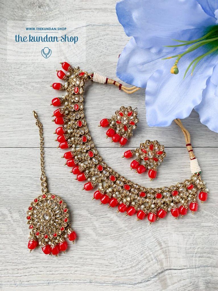 Bewilder in Red Necklace Sets THE KUNDAN SHOP 