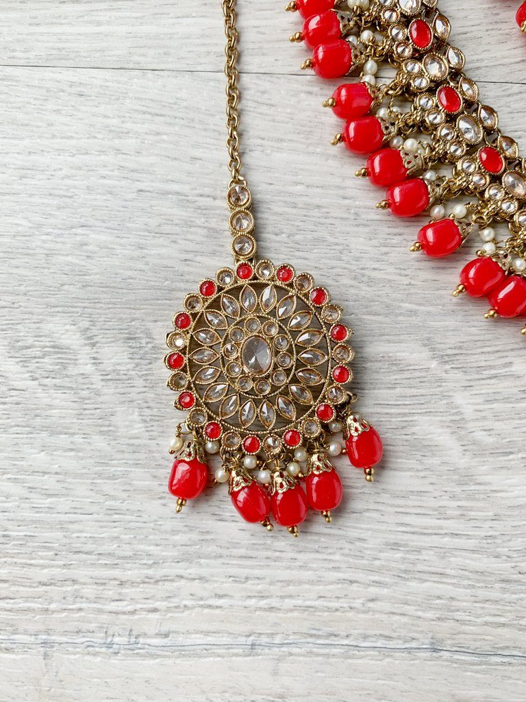 Bewilder in Red Necklace Sets THE KUNDAN SHOP 