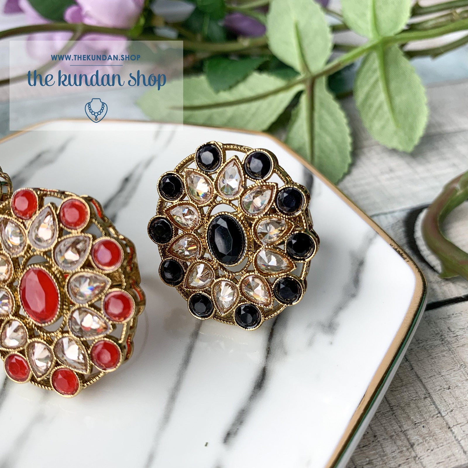 Round Pattern  - Polki Ring, Ring - THE KUNDAN SHOP