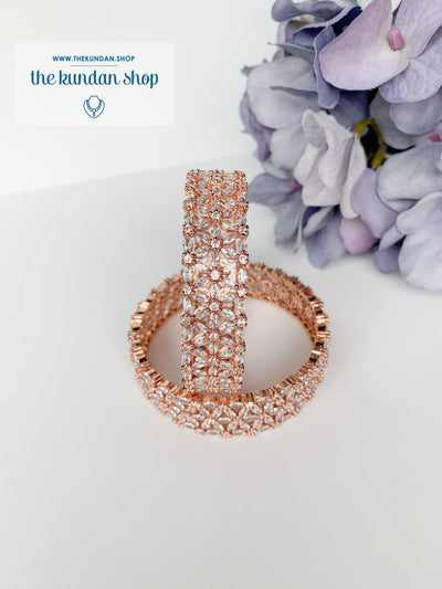 Rose Gold Floral Pair Bangles THE KUNDAN SHOP 