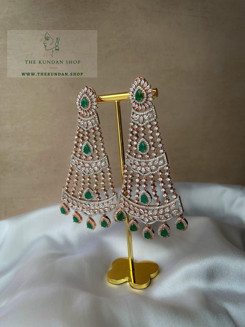 Late Nights in Rose Gold Earrings THE KUNDAN SHOP Emerald 