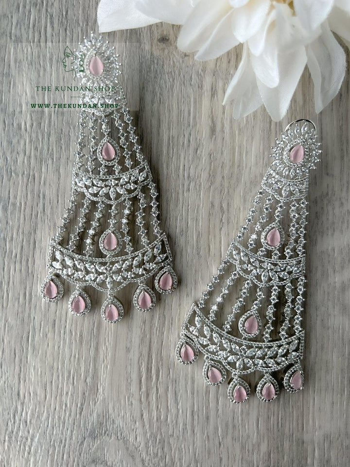 Late Nights in Rose Gold Earrings THE KUNDAN SHOP Silver Pink 