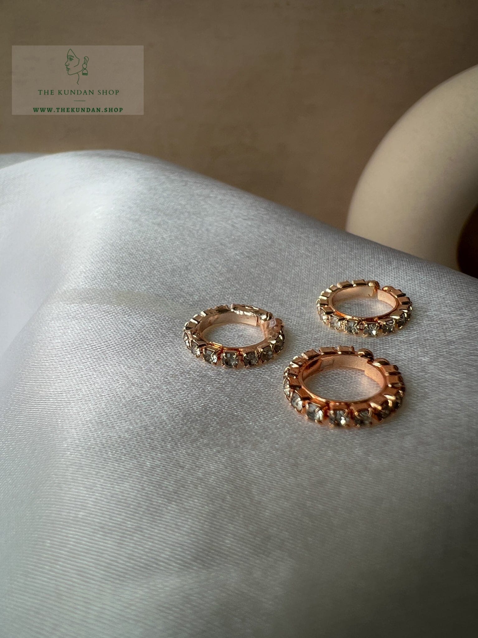 Rose Gold Rhinestone Nose Ring (Non Pierced) Naath THE KUNDAN SHOP 