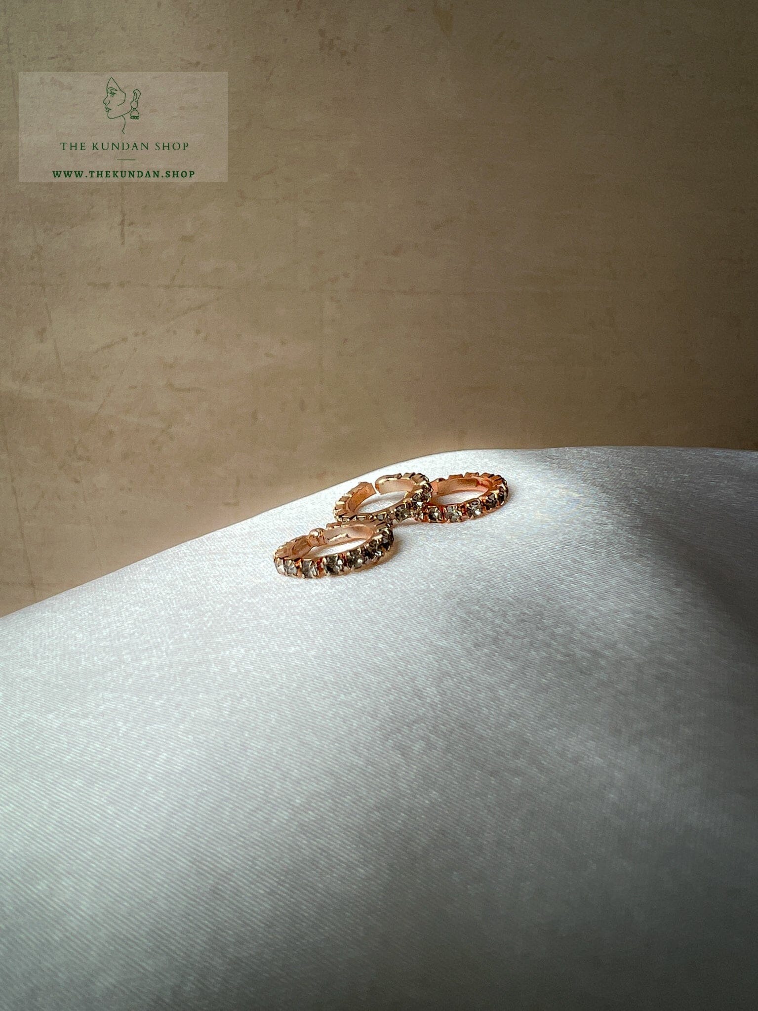 Rose Gold Rhinestone Nose Ring (Non Pierced) Naath THE KUNDAN SHOP 
