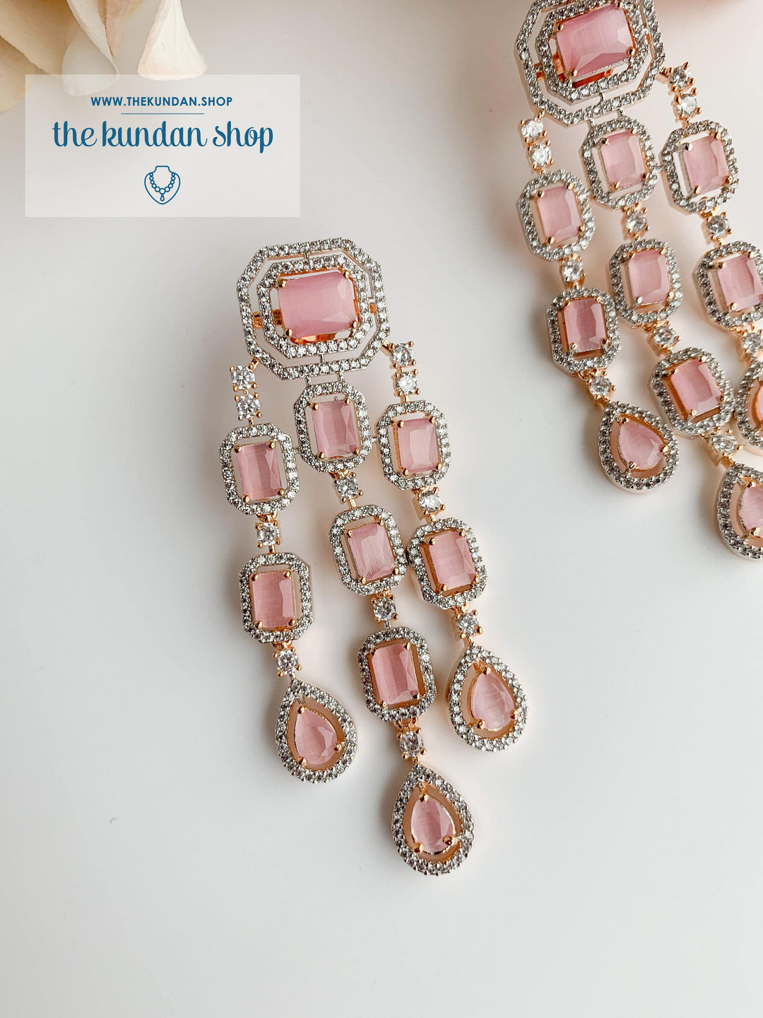 A Modern Twist in Rose Gold Earrings THE KUNDAN SHOP Pink 