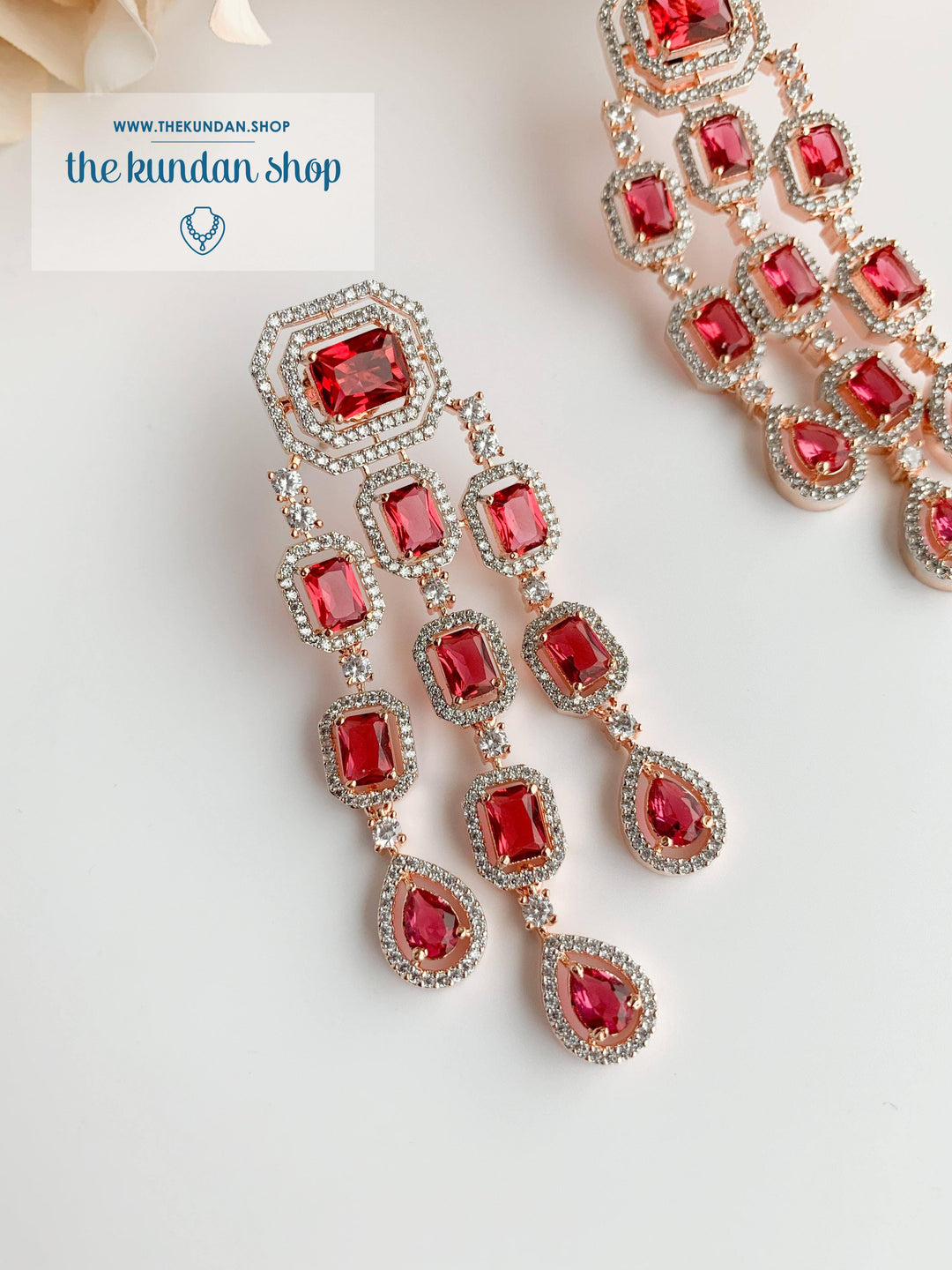 A Modern Twist in Rose Gold Earrings THE KUNDAN SHOP Ruby 