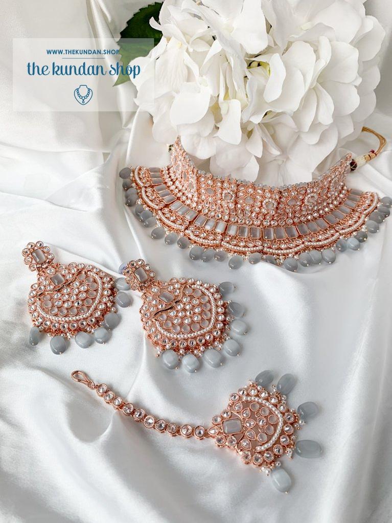Defined in Rose Gold & Grey Necklace Sets THE KUNDAN SHOP 