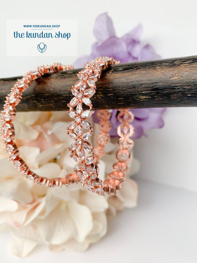 Simple Floral in Rose Gold Bangles THE KUNDAN SHOP 