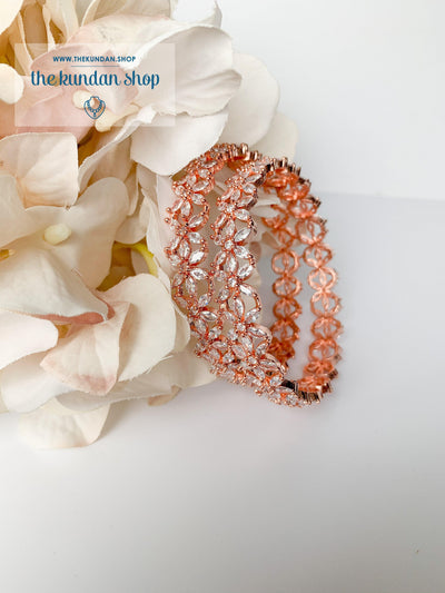 Simple Floral in Rose Gold Bangles THE KUNDAN SHOP 