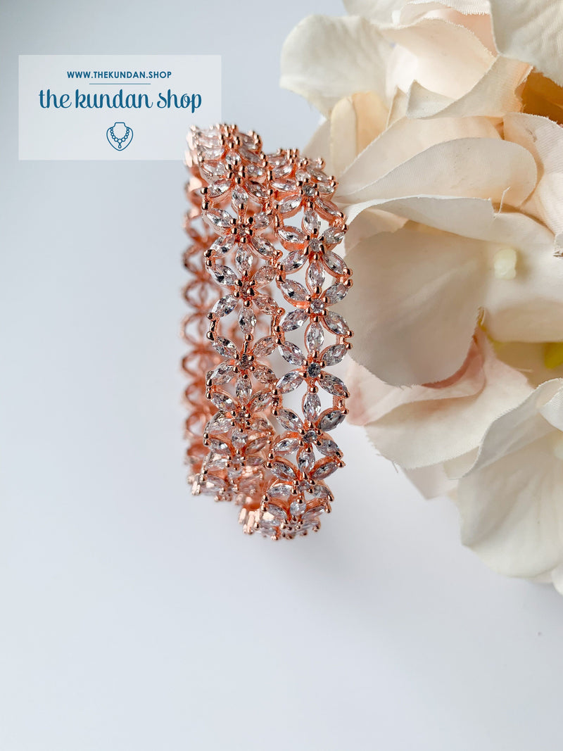 Simple Floral in Rose Gold Bangles THE KUNDAN SHOP 