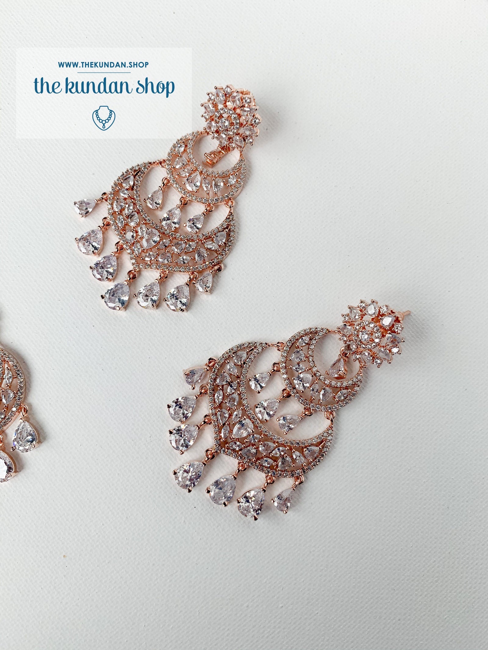 A Princess in Rose Gold Earrings + Tikka THE KUNDAN SHOP 