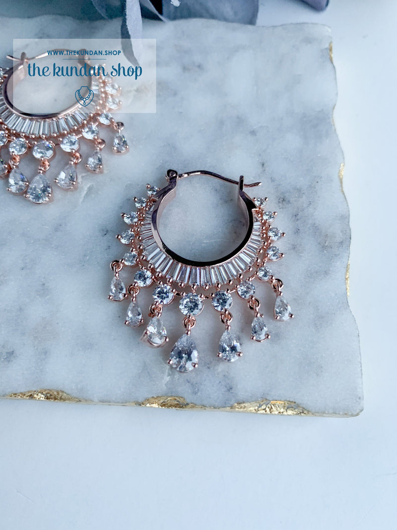 The Dainty Waali in Rose Gold Earrings THE KUNDAN SHOP Clear 