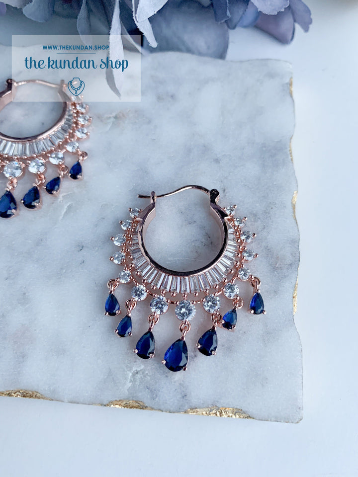 The Dainty Waali in Rose Gold Earrings THE KUNDAN SHOP Sapphire 
