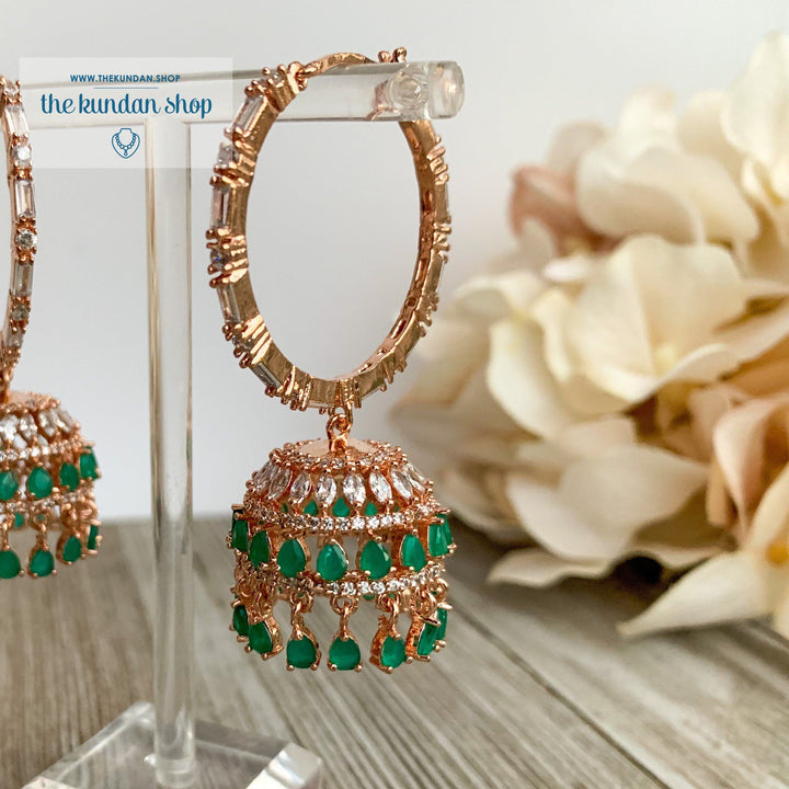 Bliss Baalis in Rose Gold & Emerald Earrings THE KUNDAN SHOP Style 1 