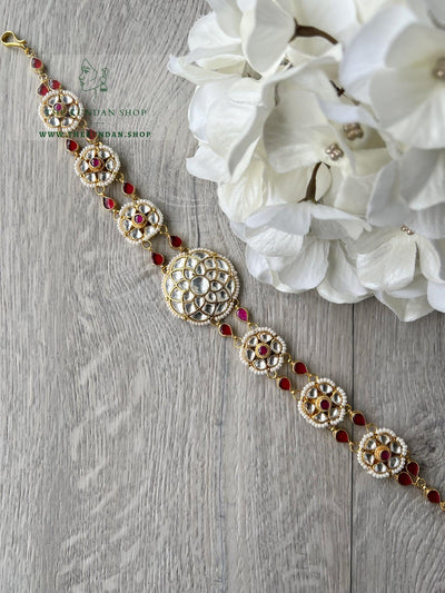 Pink Flowers - Headband Mathapathi THE KUNDAN SHOP 