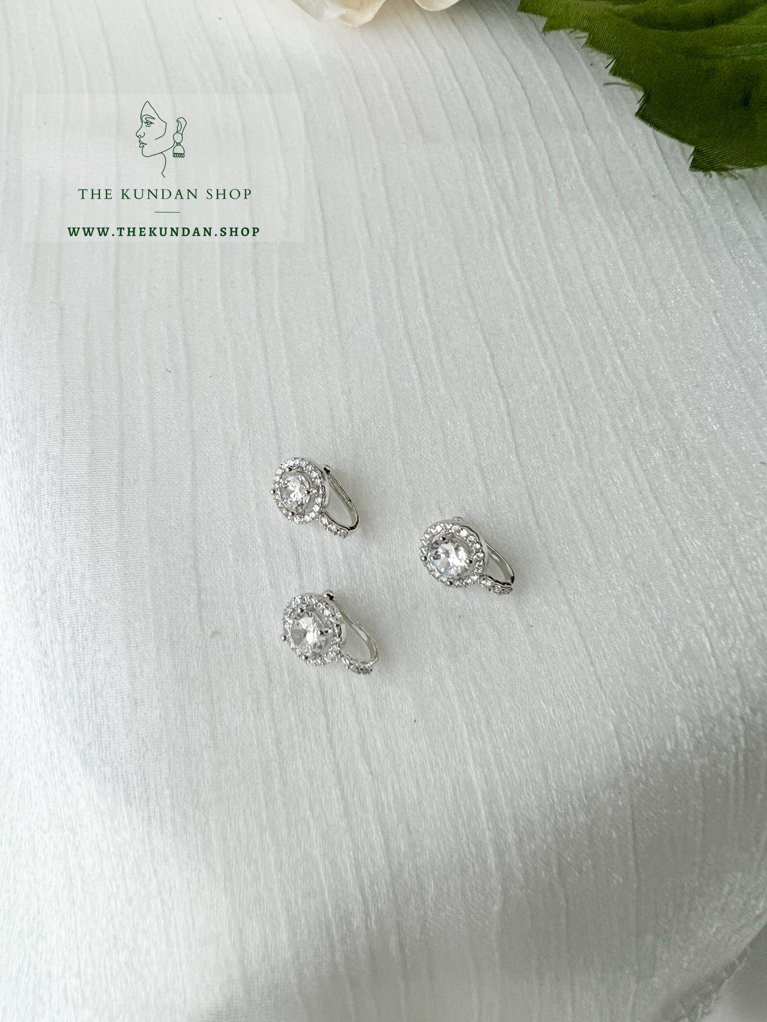 Round Halo - Non Pierced Nose Pin Naath THE KUNDAN SHOP Silver 