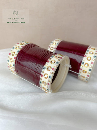 Inspired Kundan Chooda in Maroon Bangles THE KUNDAN SHOP 