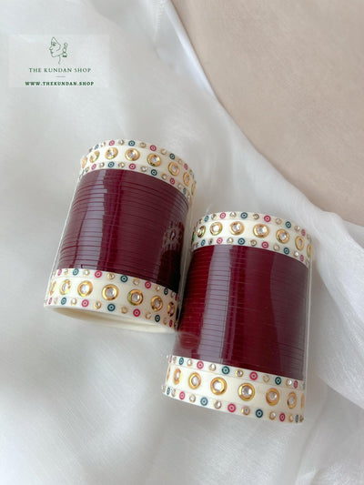 Inspired Kundan Chooda in Maroon Bangles THE KUNDAN SHOP 