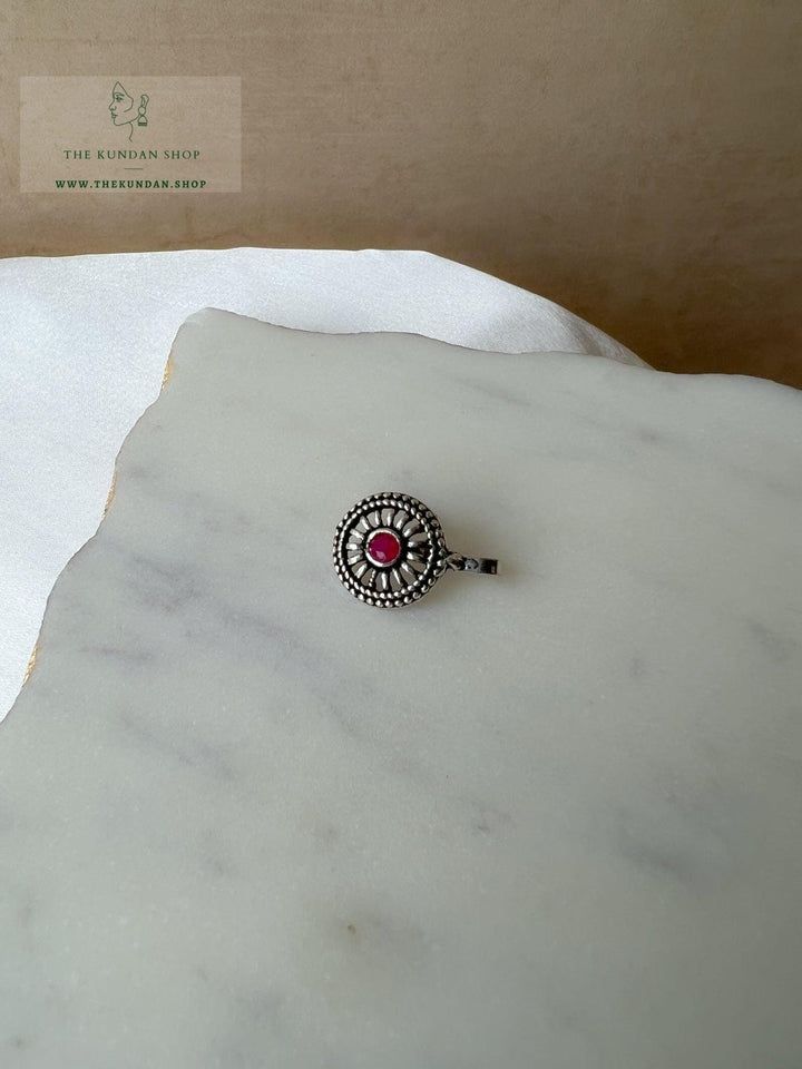 Oxidized Nose Pin - Round 2.0 Naath THE KUNDAN SHOP Pink 