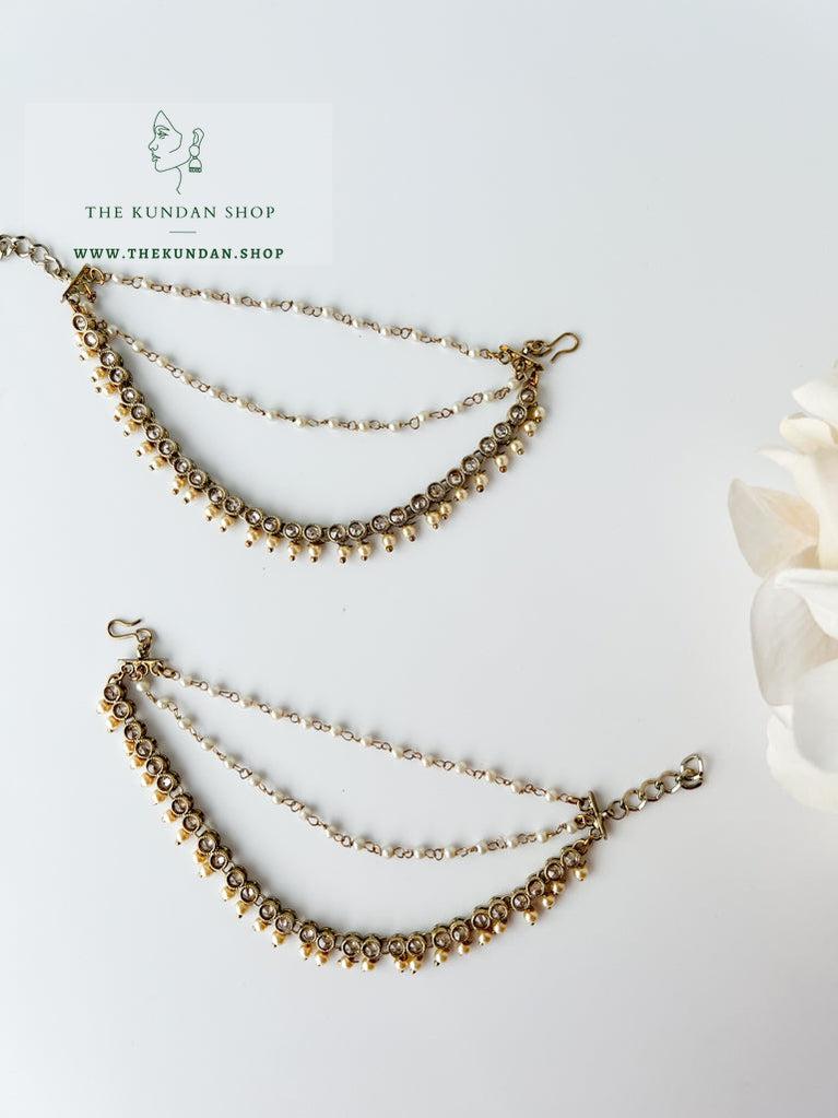 Round Polki Saharay in Champagne Sahara Earrings THE KUNDAN SHOP 
