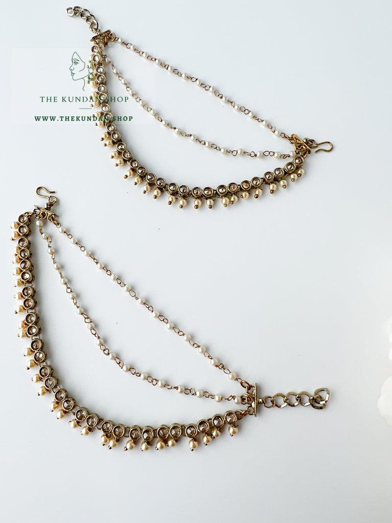 Round Polki Saharay in Champagne Sahara Earrings THE KUNDAN SHOP 