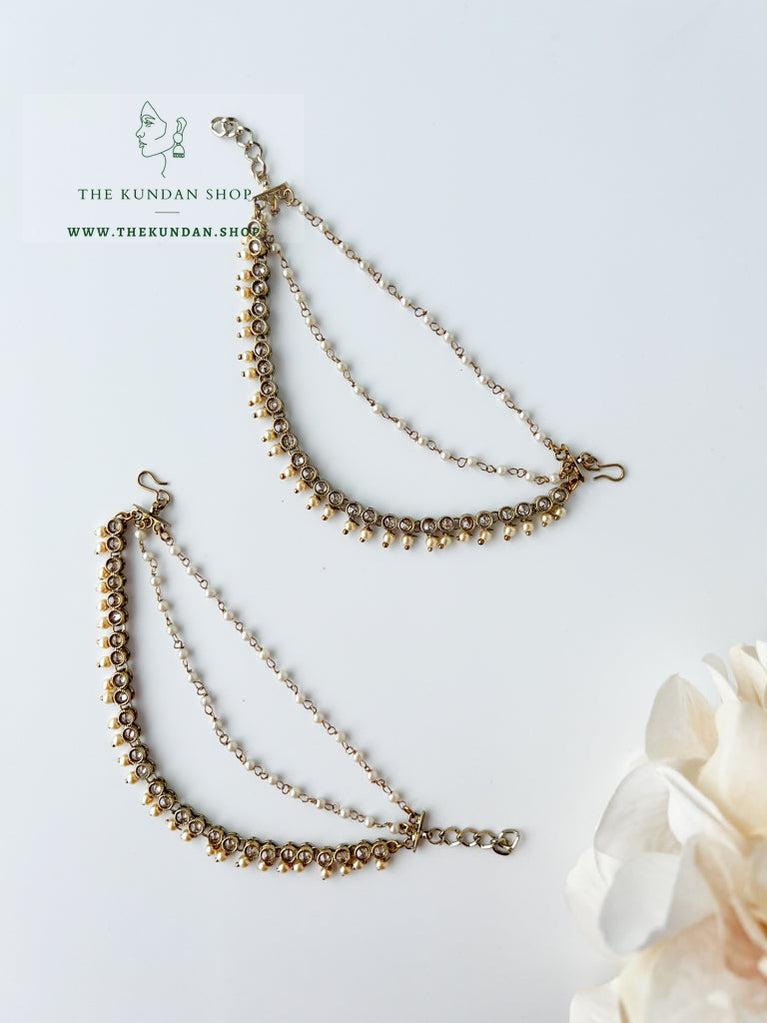 Round Polki Saharay in Champagne Sahara Earrings THE KUNDAN SHOP 