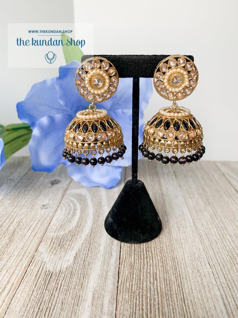 Retold in Polki Earrings THE KUNDAN SHOP Black 
