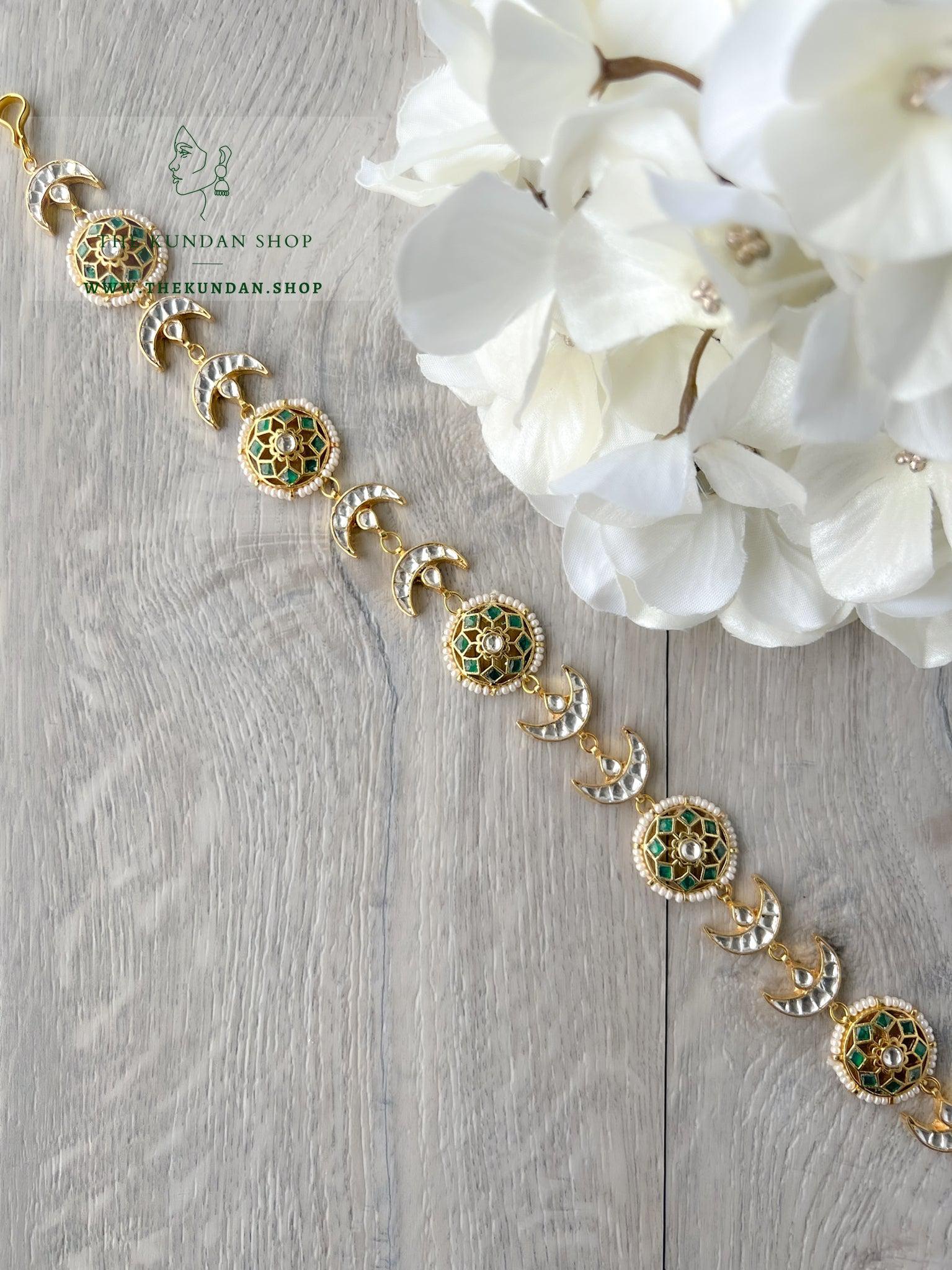 Sun & Moon in Green - Headband Mathapathi THE KUNDAN SHOP 