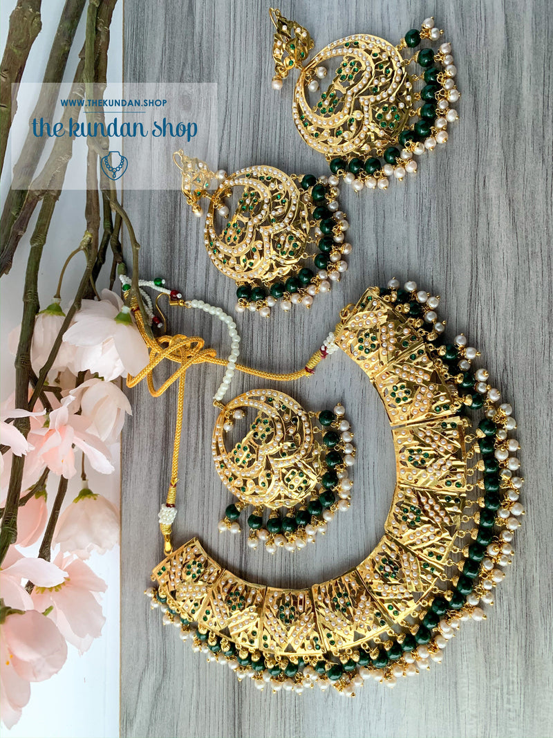 Promised Ones in Green, Necklace Sets - THE KUNDAN SHOP