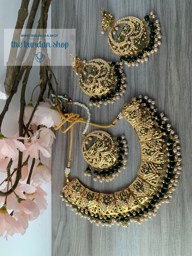 Promised Ones in Green, Necklace Sets - THE KUNDAN SHOP