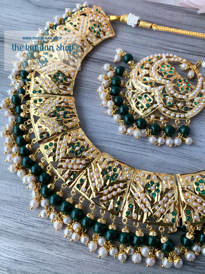 Promised Ones in Green, Necklace Sets - THE KUNDAN SHOP