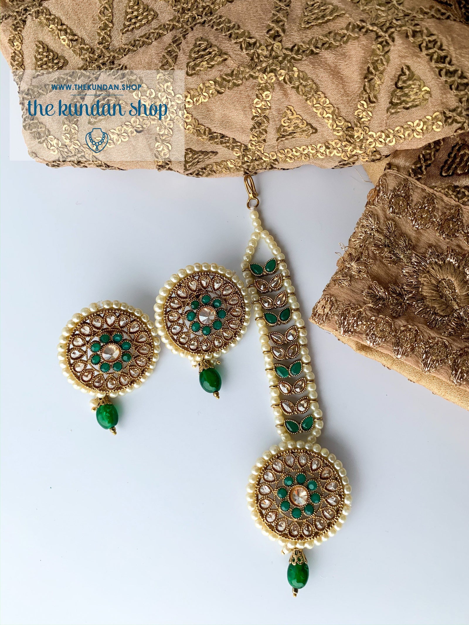 Summer of Love Tikka Set, Earrings + Tikka - THE KUNDAN SHOP
