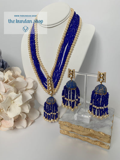 Tassel Dreams - Royal Blue Necklace Sets THE KUNDAN SHOP 