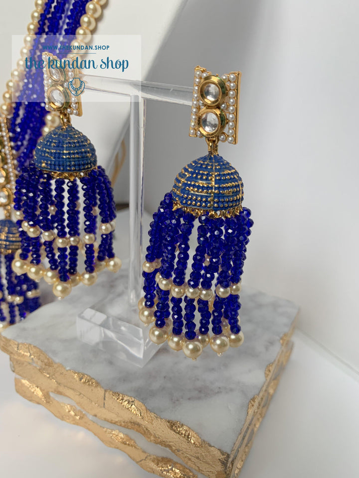 Tassel Dreams - Royal Blue Necklace Sets THE KUNDAN SHOP 