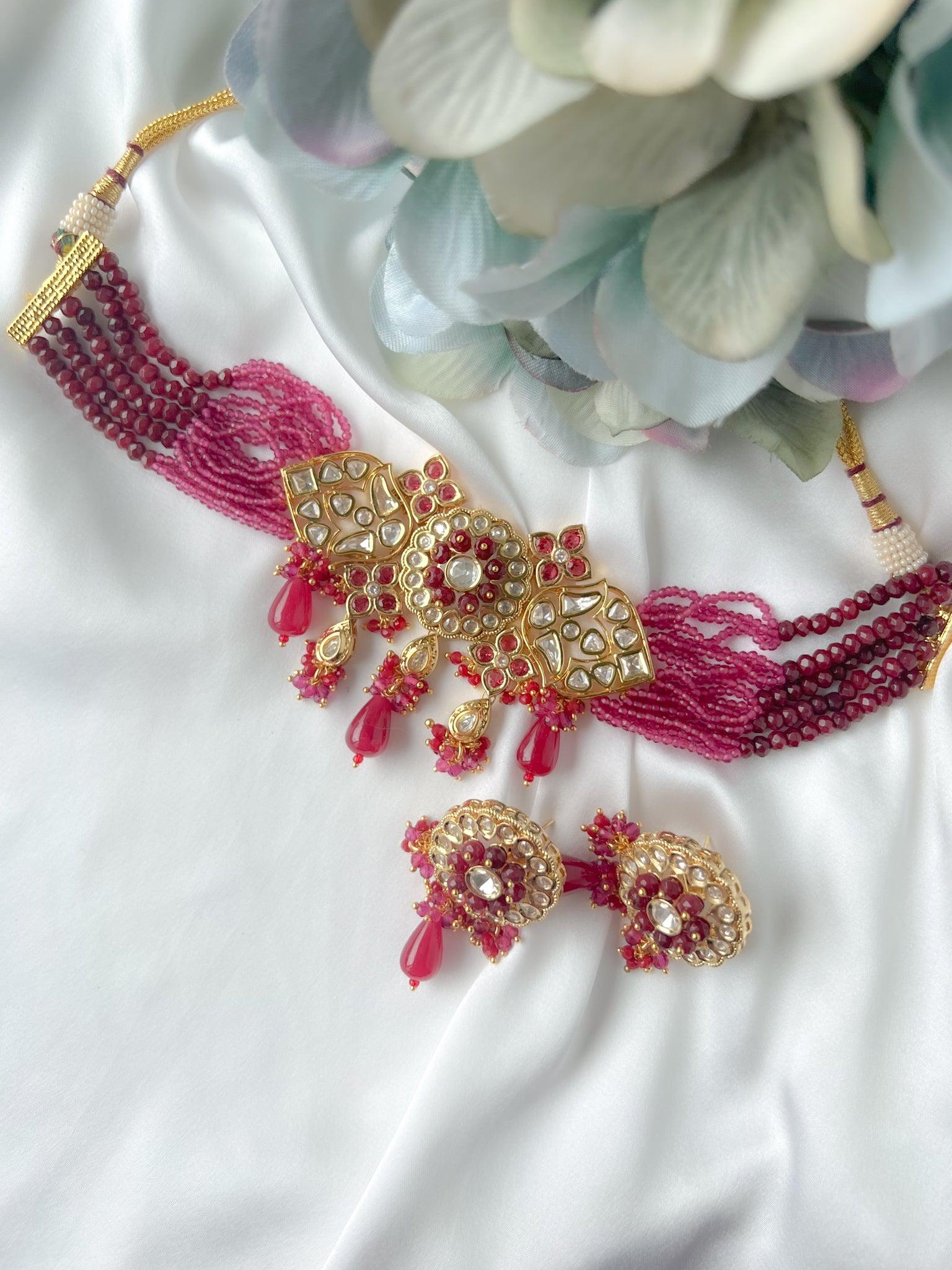 Satisfy in Ruby & Kundan Necklace Sets THE KUNDAN SHOP 