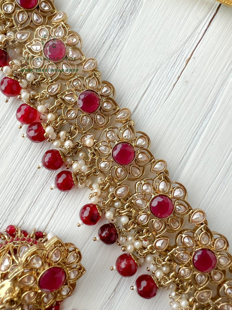Carefree in Ruby Necklace Sets THE KUNDAN SHOP 