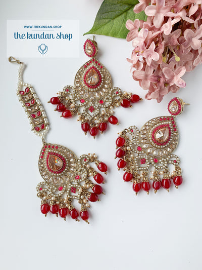 Qualified in Ruby Earrings + Tikka THE KUNDAN SHOP 
