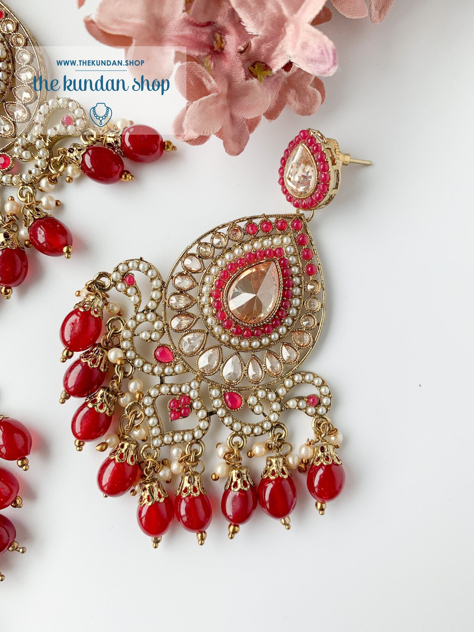 Qualified in Ruby Earrings + Tikka THE KUNDAN SHOP 