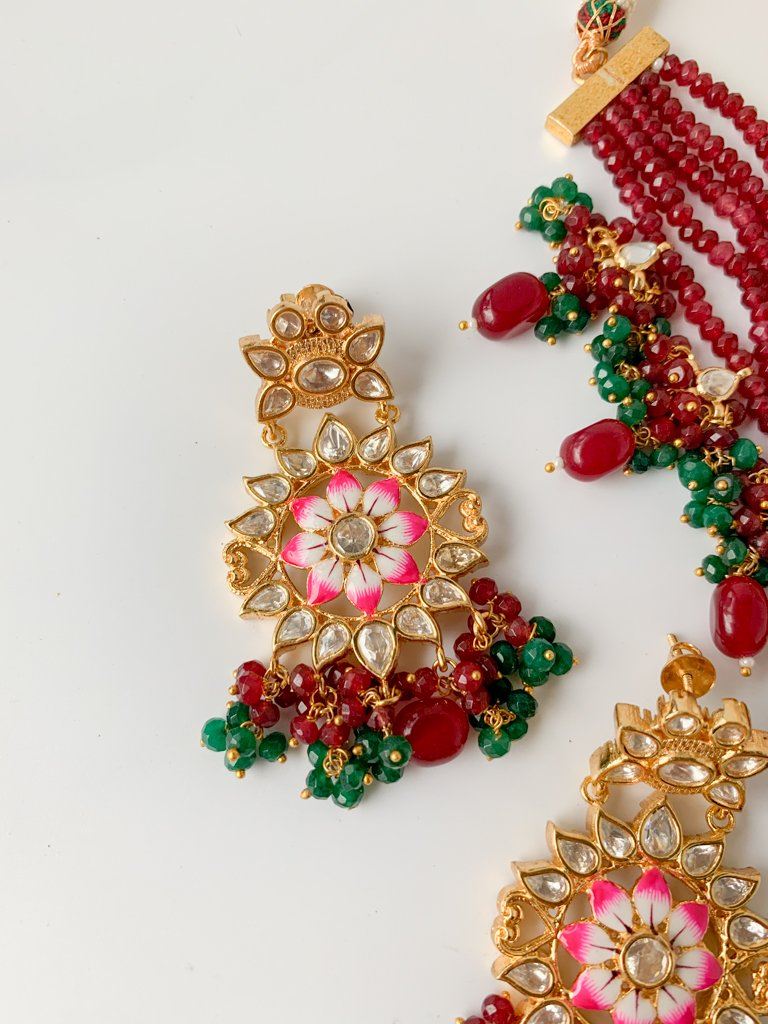 Assist in Ruby-Emerald & Kundan Necklace Sets THE KUNDAN SHOP 
