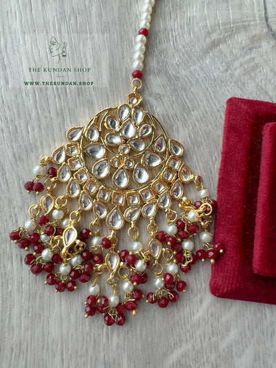 Floret Jhumkis in Ruby Earrings + Tikka THE KUNDAN SHOP 