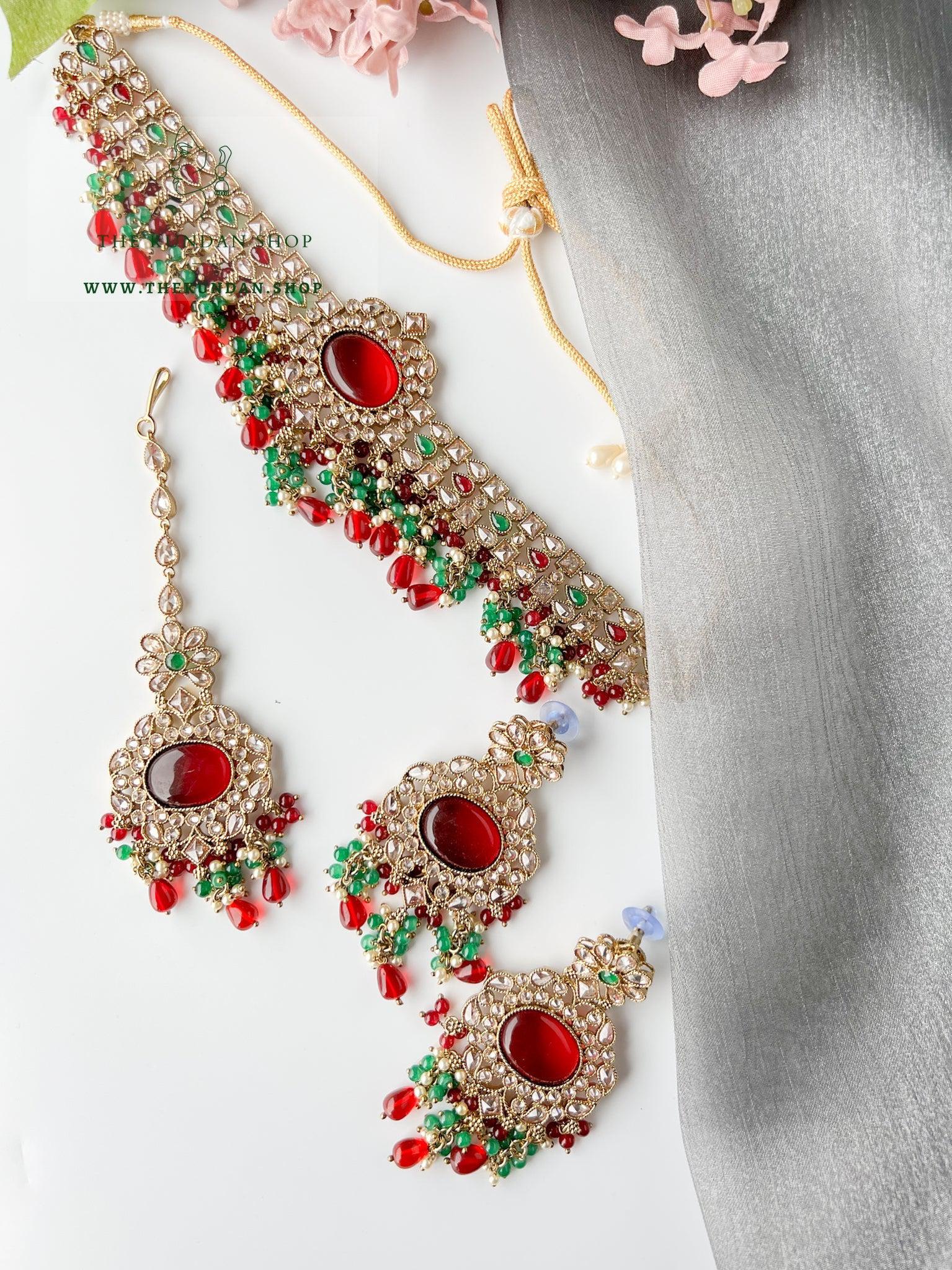 Wishful Polki in Ruby & Green Necklace Sets THE KUNDAN SHOP 