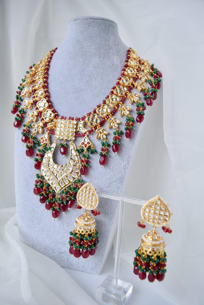 Mysterious in Ruby & Green Necklace Sets THE KUNDAN SHOP 