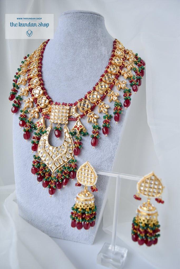 Mysterious in Ruby & Green Necklace Sets THE KUNDAN SHOP 