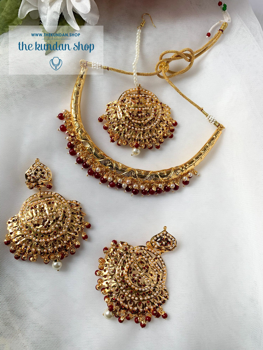 Traditional Hasli in Ruby Necklace Sets THE KUNDAN SHOP 