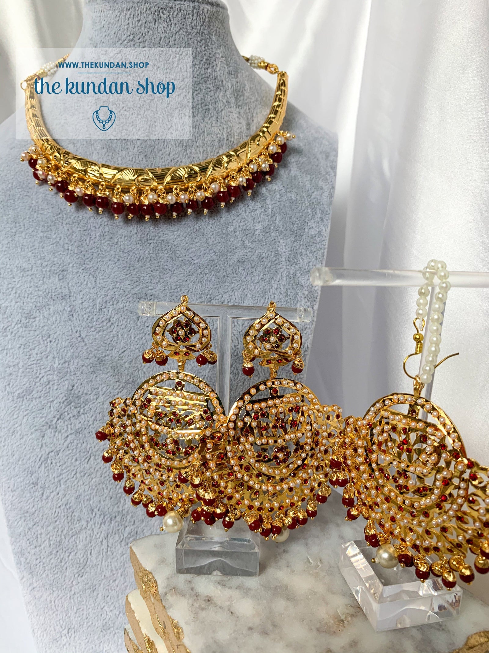 Traditional Hasli in Ruby Necklace Sets THE KUNDAN SHOP 