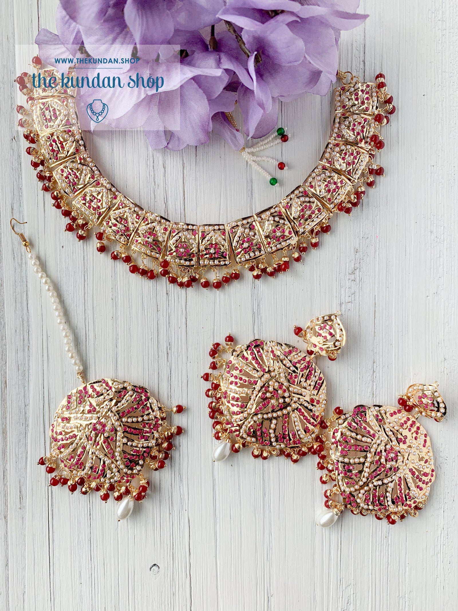 Deliverance in Ruby Necklace Sets THE KUNDAN SHOP 